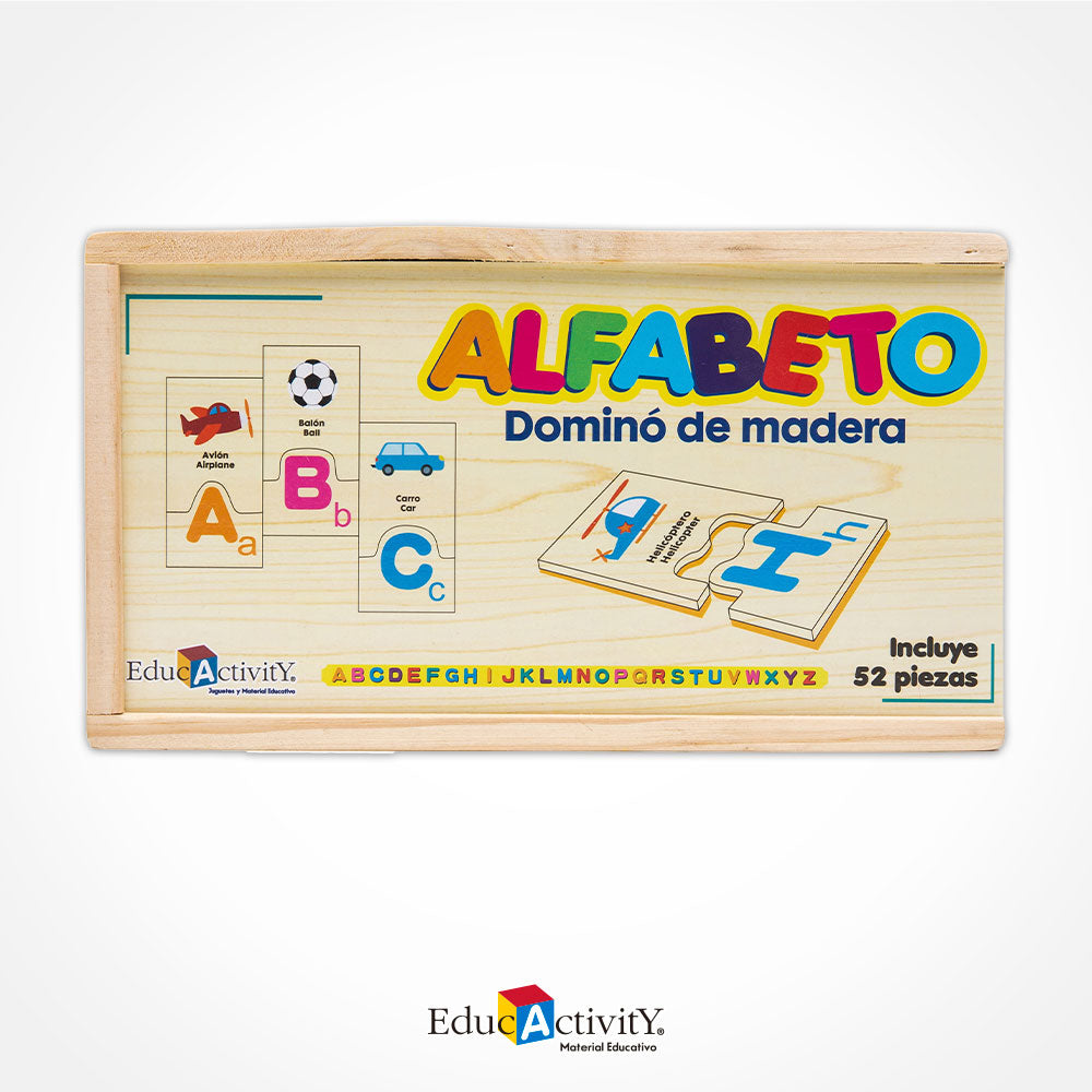 Dominó de Madera Premium Alfabeto Ilustrado Bilingüe