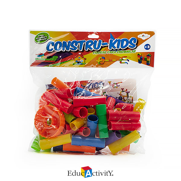 Constru-Kids Figuras en forma de tubos y ruedas